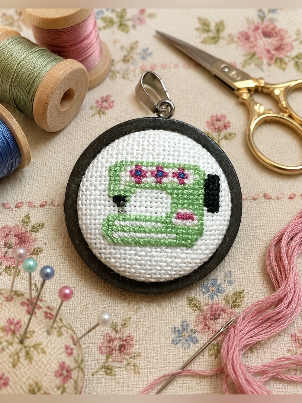 Handmade stitched searing necklace